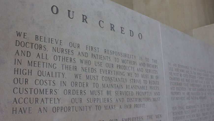 An 8-Foot-Tall Engraved Version of the Johnson & Johnson Credo, Which Sits in New Brunswick, N.J.